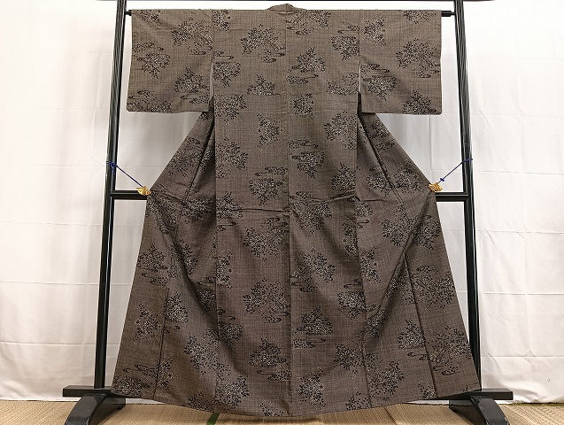 平和屋着物●本場大島紬 7マルキ 渡り橋花文 正絹 逸品 BAAW2180yc