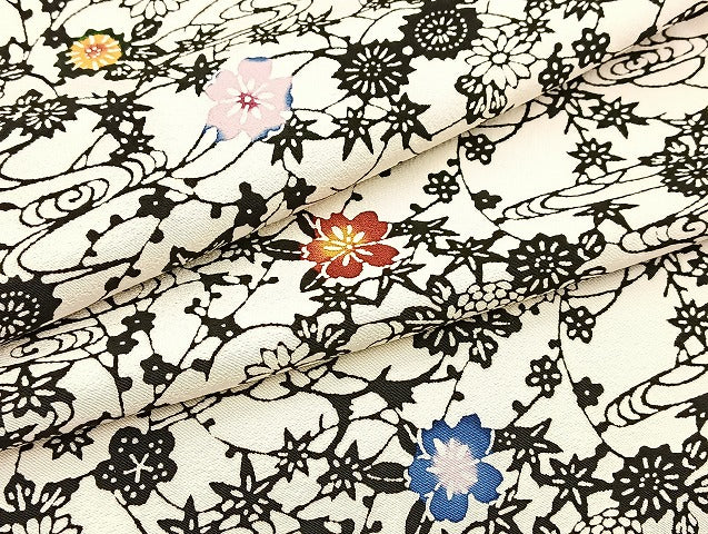 平和屋着物●紅型 小紋 流水花文 正絹 逸品 BAAW2184yc