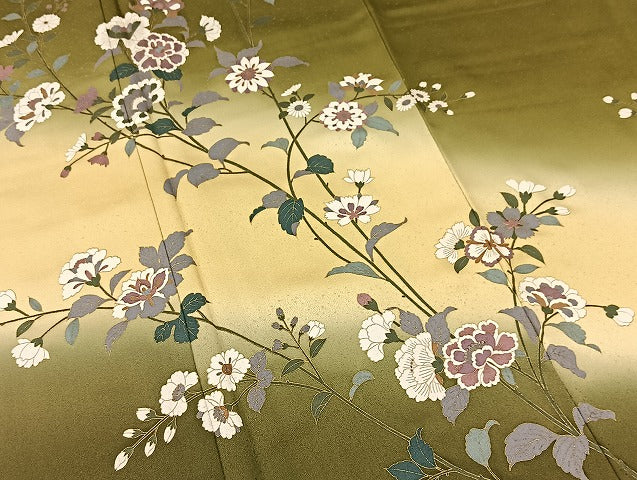 平和屋着物●訪問着 更紗花文 暈し染め 金彩 正絹 逸品 BAAW2182yc