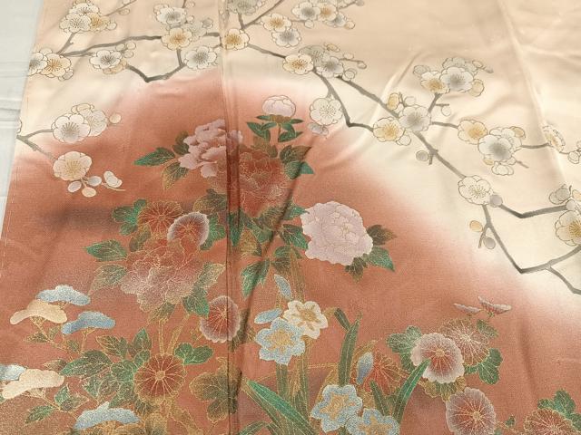 平和屋着物●訪問着 作家物 晃一 草花文 暈し染め 金彩 正絹 逸品 AABF6048ph