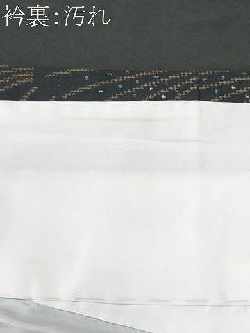 平和屋着物■上質な紬 松葉 黒地 正絹 逸品 CABC3735fb