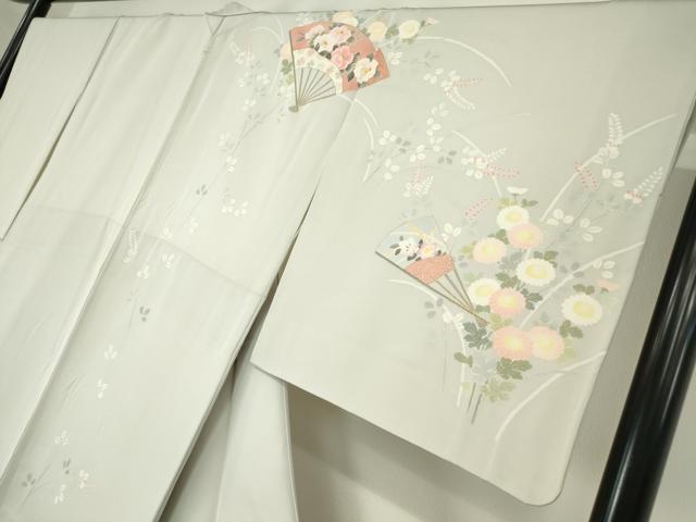 平和屋着物●京友禅の第一人者 松井青々 訪問着 扇面花文 金彩 正絹 逸品 DABA4627az