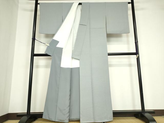 平和屋着物●上質な色無地 霞地紋 薄雲鼠色 正絹 逸品 DABA4637az