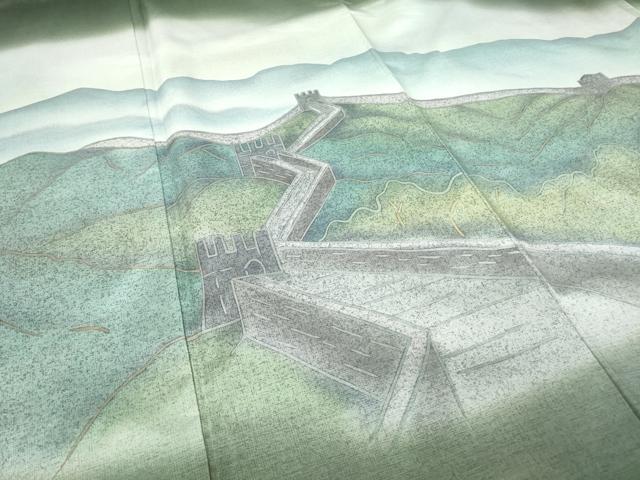 平和屋着物●訪問着 本場染大島紬 作家物 名所風景文 正絹 逸品 DABA4662az
