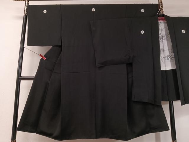 平和屋着物●男性 黒紋付 アンサンブル 正絹 逸品 CABC2733vp