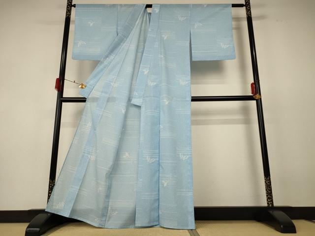 平和屋着物*夏物 小紋 絽 舞蝶文 洗える着物 AABF6802jd
