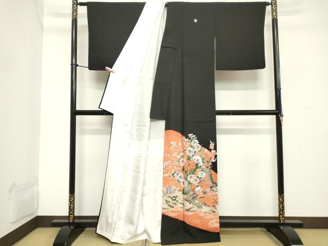 平和屋着物■豪華黒留袖 駒刺繍 花鳥文 暈し染め 金彩 正絹 逸品 DABB8884cd