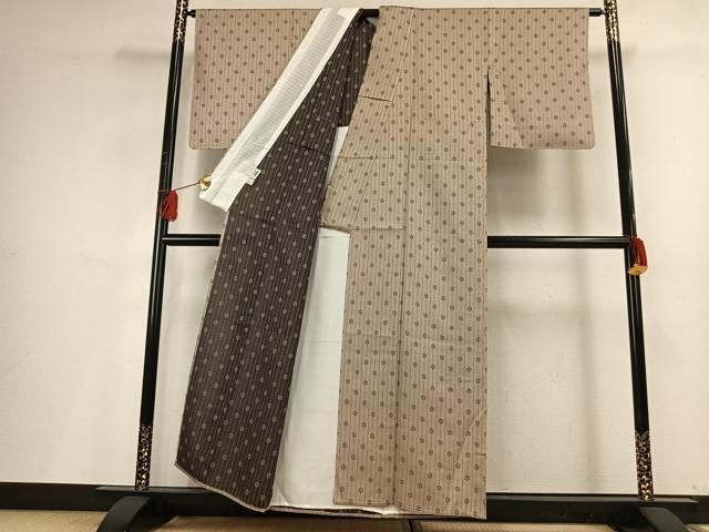 平和屋着物▽お召 単衣 間道 正絹 逸品 未使用 AABF5629fy