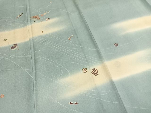 平和屋着物▽訪問着 単衣 駒刺繍 宝尽くし文 暈し染め 正絹 逸品 AABF5662fy