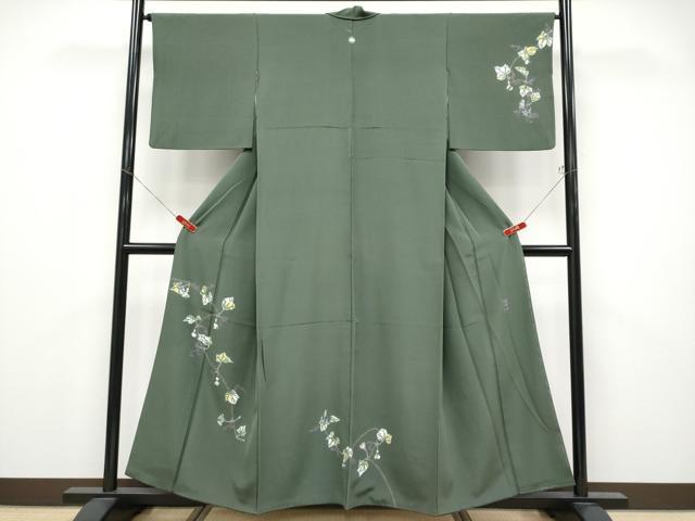 平和屋本店●極上 本加賀友禅作家 由水煌人 訪問着 蔦の葉瓢箪文 岩井茶色地 逸品 CYAA5090s6