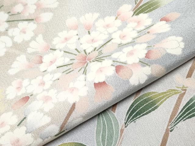 平和屋本店●極上 高級染元 粋峰 林芳夫 京加賀友禅 訪問着 枝花文 暈し染め 藤鼠色地 逸品 CYAA5084s6