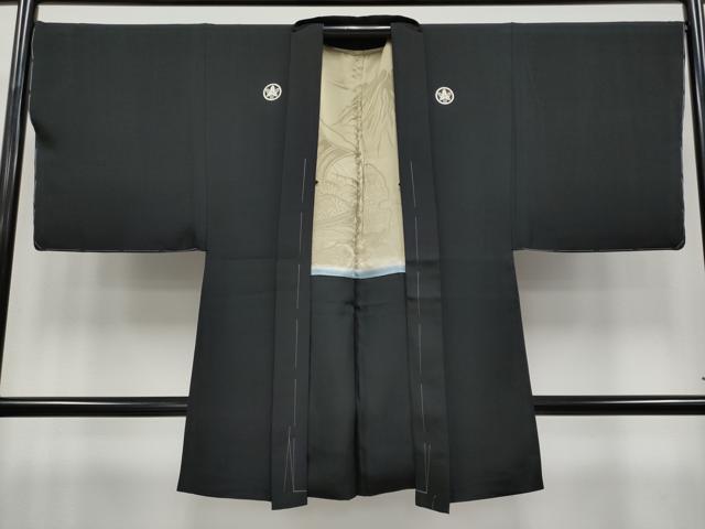 平和屋本店●極上 男性 黒紋付・羽織・馬乗り袴セット 羽裏:宝船 逸品 未使用 CYAA4543s6