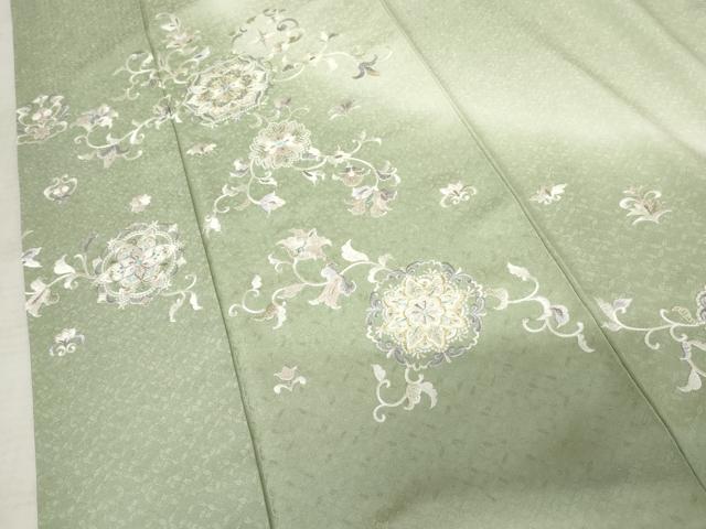 平和屋着物●訪問着 総刺繍 駒刺繍 正倉院更紗花唐草文 暈し染め 銀糸 ロング丈 正絹 逸品 AABF6618cs