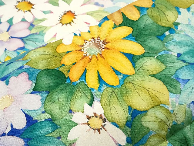 平和屋着物▼訪問着 手描き 草花文 暈し染め 正絹 逸品 CABC1594th
