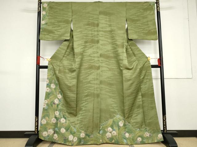 平和屋着物●訪問着 辻が花 絞り 金通し地 正絹 逸品 AABF6628cs