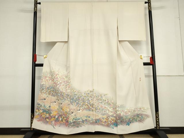 平和屋着物●本加賀友禅作家 百貫華峰 色留袖 花鳥文 暈し染め 正絹 逸品 AABF9054cs