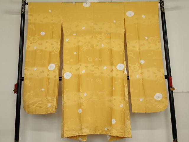 平和屋着物●振袖用長襦袢 無双仕立て 絞り 椿 暈し染め 金彩 半衿刺繍 正絹 逸品 AABF9066cs