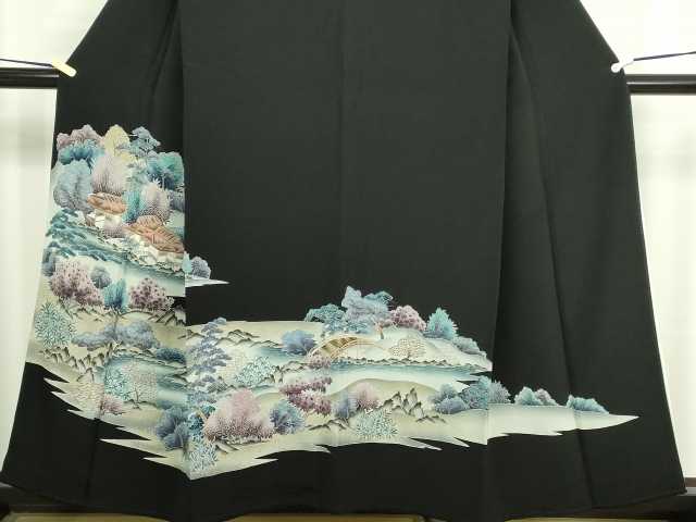 平和屋着物■豪華黒留袖 風景文 金彩 正絹 逸品 DABC0219sf