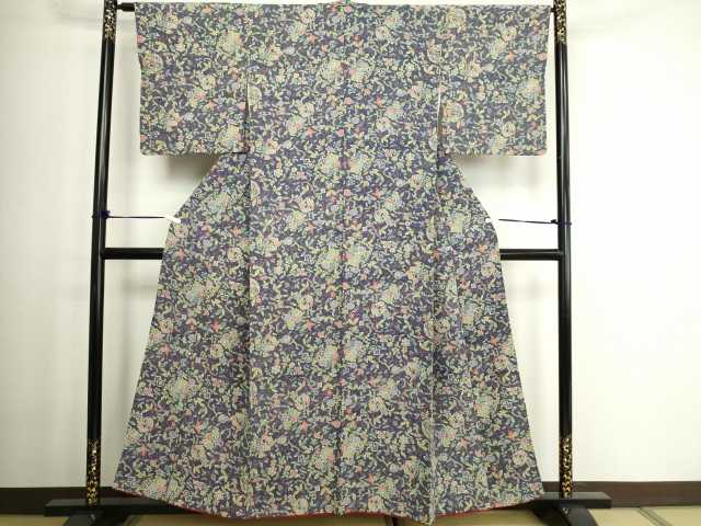 平和屋着物■上質な小紋 花唐草文 正絹 逸品 DABC0215sf