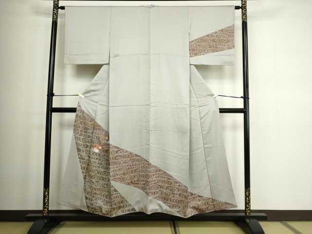 平和屋着物■訪問着 刺繍 流水尾長鳥文 正絹 逸品 DABC0183sf