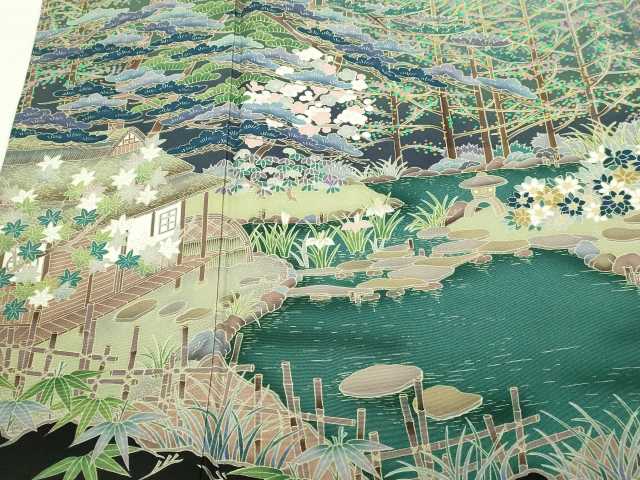 平和屋着物■豪華黒留袖 風景文 正絹 逸品 DABC0247sf