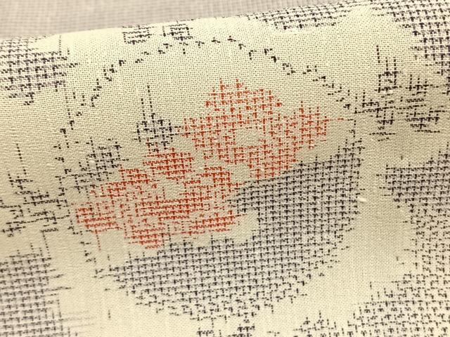 平和屋着物*夏物 本場大島紬 夏大島 白大島 雪輪花文 正絹 逸品 未使用 AABF5758fy