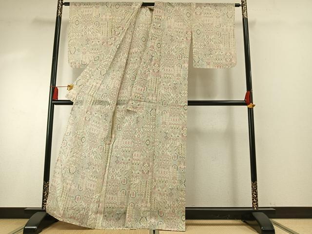 平和屋着物*夏物 本場大島紬 夏大島 幾何学文様 正絹 逸品 AABF5813fy