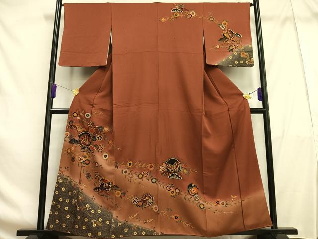 平和屋着物■訪問着 花蝶文 暈し染め 金彩 まるやま扱い 正絹 逸品 AABF8582oa