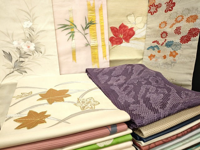 平和屋本店■夏物 名古屋帯 絽 紗 まとめて 50点 花柄 羅 絽綴れ 作家物 手描き 駒刺繍 金銀糸 花柄 など 未使用品あり 全て正絹 se3952