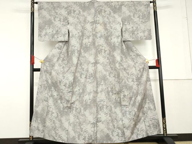 平和屋着物●本場大島紬 白大島 総絣 枝花文 正絹 逸品 AABF9090cs