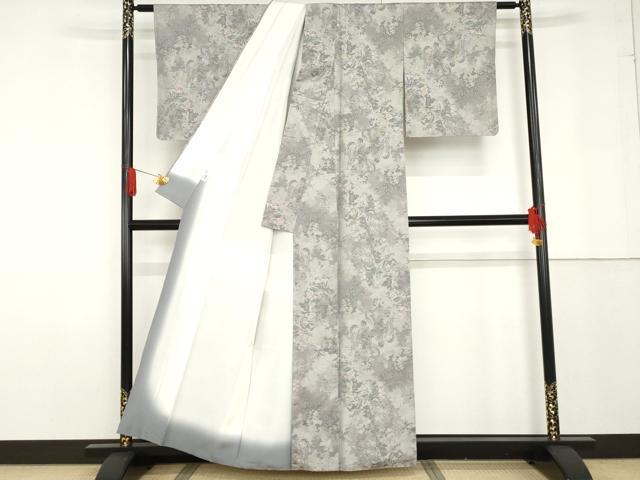 平和屋着物●本場大島紬 白大島 総絣 枝花文 正絹 逸品 AABF9090cs