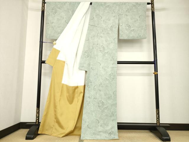 平和屋着物●本塩沢 110亀甲 花蔦草文 正絹 逸品 AABF9010ck