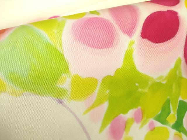 平和屋着物●塩瀬 九寸名古屋帯 作家物 手描き 草花 正絹 逸品 DABB7795op