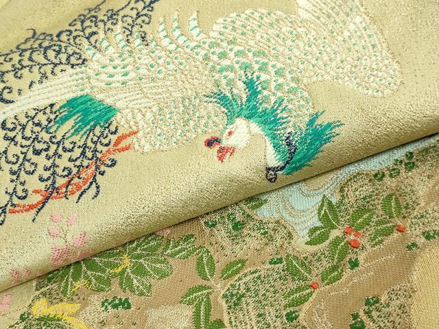 平和屋着物●極上 龍村晋謹製 太鼓柄袋帯 鳳凰眞文錦 金銀糸 逸品 DZAB4787kh6