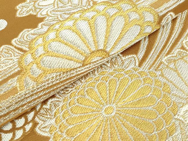 平和屋着物●極上 龍村晋謹製 全通柄袋帯 陽暢菊華錦 金銀糸 上代60万 紙タグ付き 逸品 DZAB4775kh6