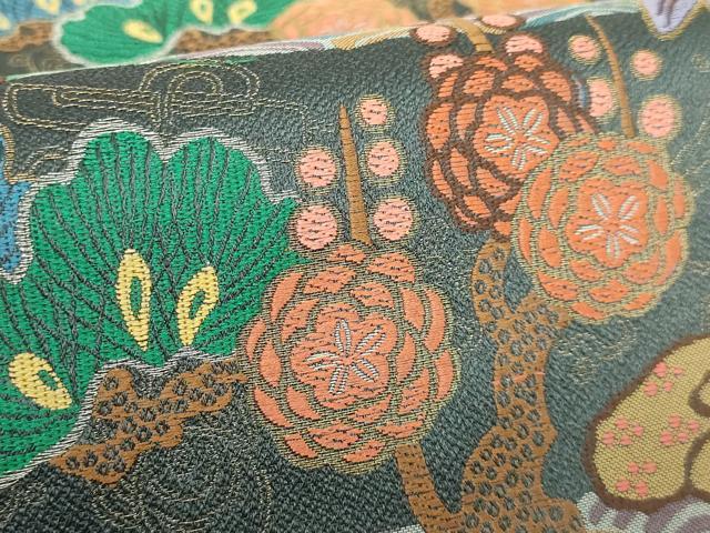 平和屋本店●極上 1854年創業 帯屋捨松 六通柄袋帯 唐織 吉祥草花文 金糸 共箱付き 逸品 未使用 DZAB4846kh6