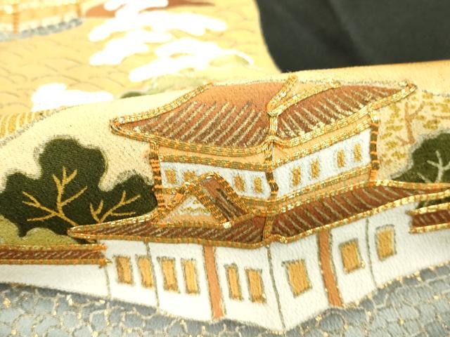 平和屋着物■豪華黒留袖 駒刺繍 風景文 金彩 正絹 逸品 DABC4547cd