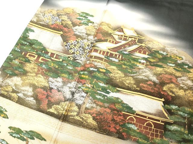 平和屋着物■豪華黒留袖 風景文 暈し染め 金銀彩 正絹 逸品 DABC4548cd