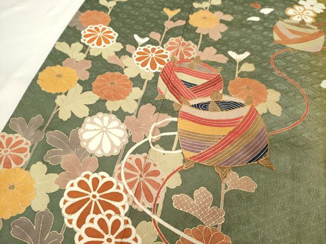 平和屋着物■訪問着 駒刺繍 糸巻花文 暈し染め 金彩 正絹 逸品 DABC4581cd