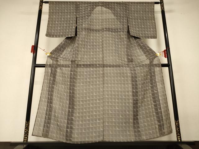 平和屋着物*夏物 結城紬 夏結城 幾何学文様 高島屋扱い 正絹 逸品 AABF6887jd