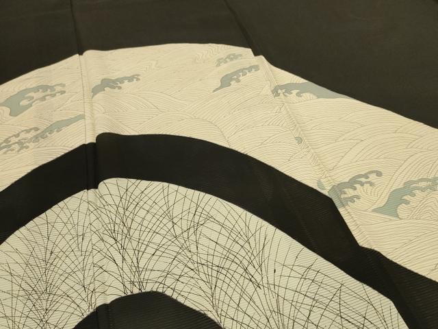平和屋着物*夏物 訪問着 絽 手描き 立波草葉文 正絹 逸品 AABF6908jd