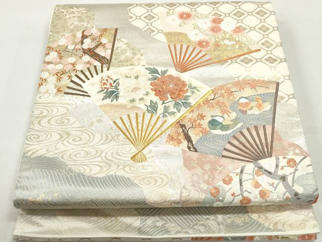 平和屋着物◎太鼓柄袋帯 新六通優都里 金銀糸 正絹 逸品 DABC0786qa