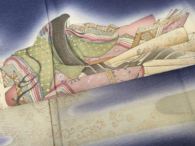 平和屋着物●友禅師・京の名工・伝統工芸士・樽本伊勢蔵 色留袖 人物文 暈し染め 金銀彩 正絹 逸品 AABG0284cs
