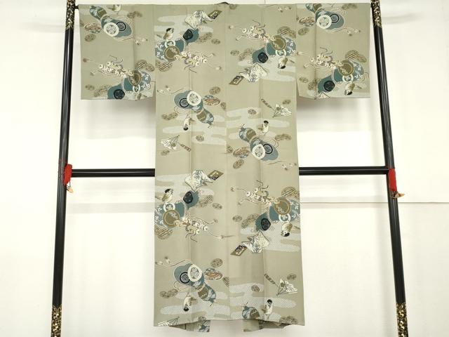 平和屋着物●男性 長襦袢 無双仕立て 瓢箪に雀 正絹 逸品 AABF9141cs