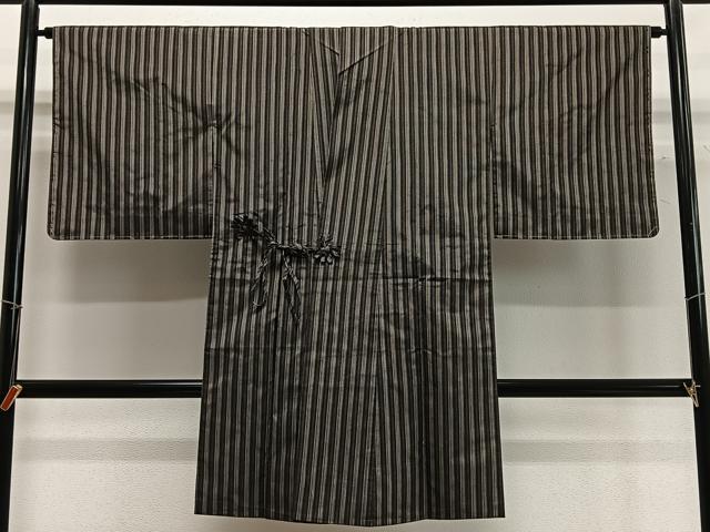 平和屋着物∞道中着 紬地 縞 ロング丈 正絹 逸品 未使用 CABC3161ua