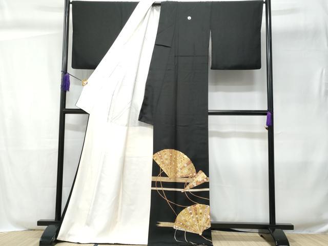 平和屋着物■豪華黒留袖 檜扇花文 金彩 正絹 逸品 CABC8855fb