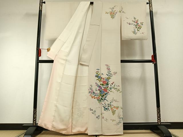 平和屋着物●訪問着 友禅 作家物 草花文 正絹 逸品 AABF5918fy