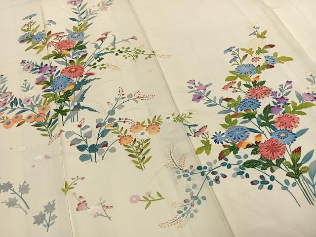 平和屋着物●訪問着 友禅 作家物 草花文 正絹 逸品 AABF5918fy