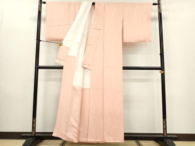 平和屋着物■上質な色無地 組紐地紋 サーモンピンク色 やまと誂製 正絹 逸品 DAAZ5990ea