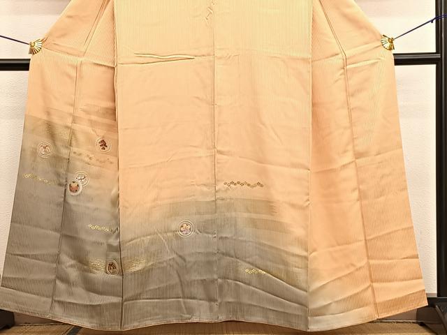 平和屋着物■訪問着 刺繍 松梅丸文 暈し染め 金彩 正絹 逸品 BAAW4644hv